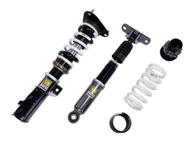 HKS 2023+ Toyota GR Corolla Hipermax MAX S coilover kit installed on the GZEA14H model, showing the full suspension setup.