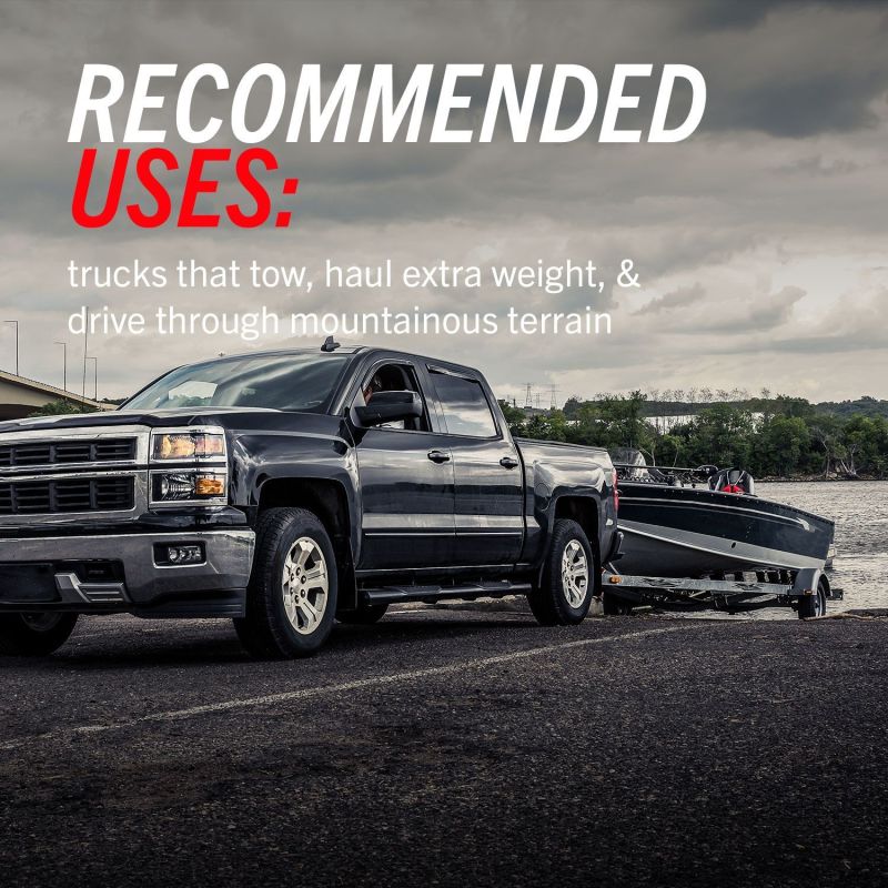 PowerStop Z36 performance front brake pads with hardware installed on a Ford F-450 Super Duty truck from 2017 to 2019.