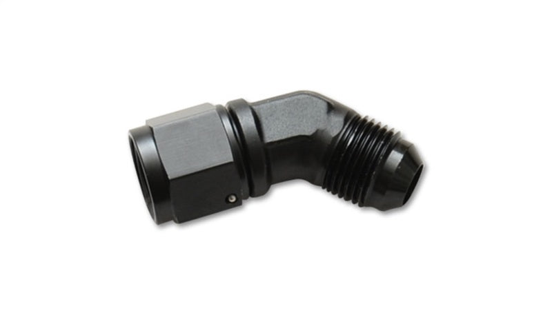Vibrant -16AN female to male 45-degree swivel fitting showing the metal connector and swivel joint for hydraulic or fuel systems.