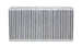 Vibrant vertical flow intercooler core with 22-inch width, 11-inch height, and 6-inch thickness, featuring a vibrant cooling fin design.