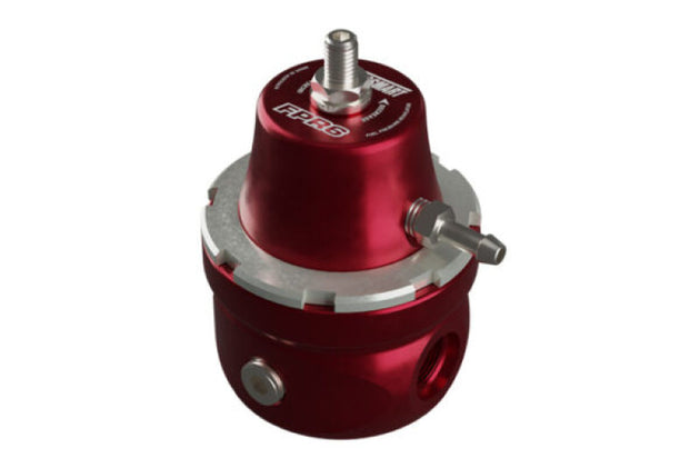 Turbosmart FPR6 red fuel pressure regulator with -6AN fittings for precise fuel system control.
