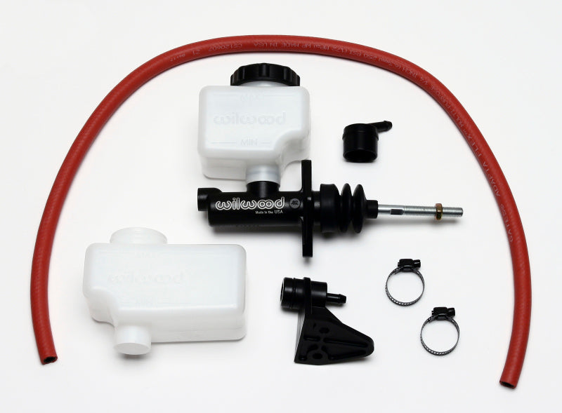 Wilwood short remote brake master cylinder with 1-1/8 inch bore, shown in a detailed view, used for high-performance brake systems.