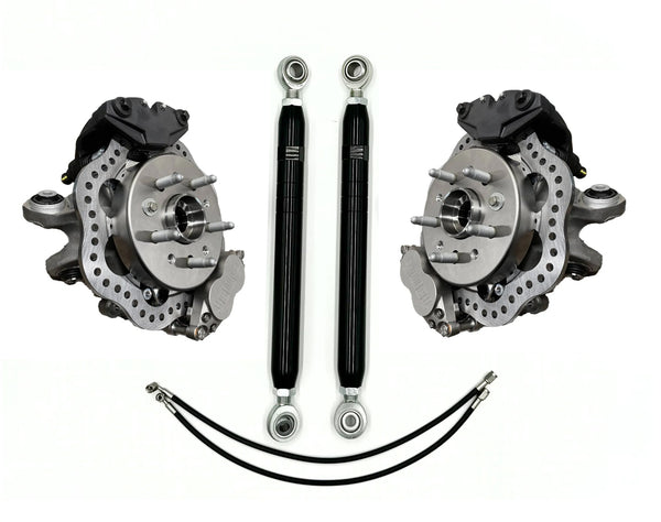 LMP Cadillac CT5-V Blackwing 15-inch brake adapters showing metal mounting brackets on a white background