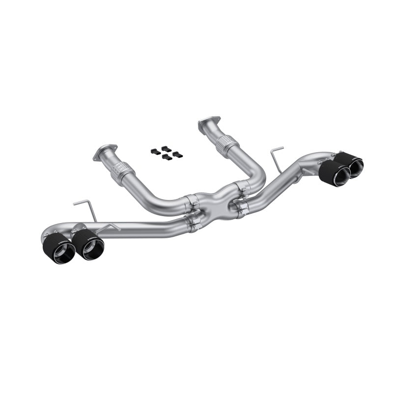MBRP axle back exhaust system for Chevrolet Corvette C8 2020-2023 with quad split rear exit and carbon fiber tips