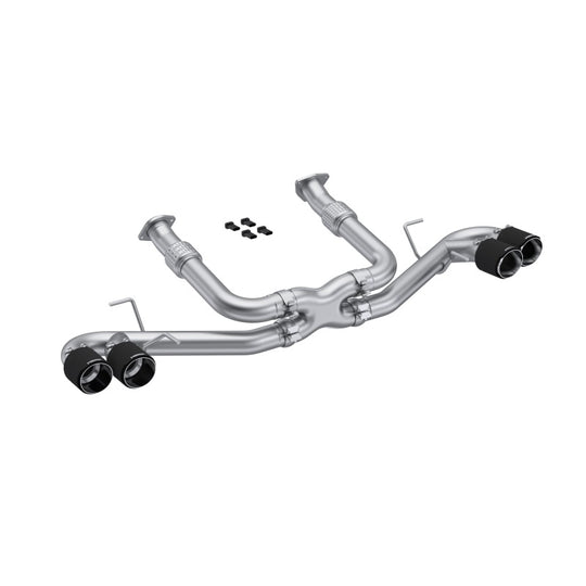 MBRP axle back exhaust system for Chevrolet Corvette C8 2020-2023 with quad split rear exit and carbon fiber tips