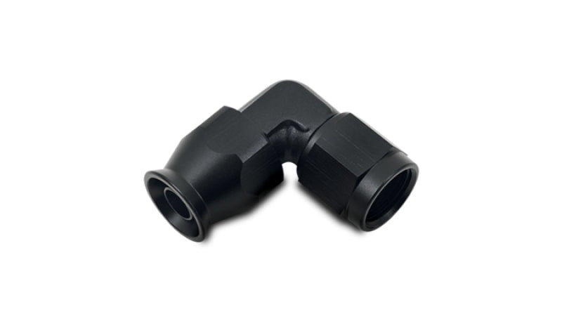 Vibrant -4AN forged aluminum non-swivel hose end fitting for PTFE lined hoses, black finish, high-performance automotive and racing use.
