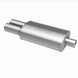 MagnaFlow stainless steel muffler with tip, 14x5x8 inches, featuring dual inlet and outlet pipes for automotive exhaust systems.