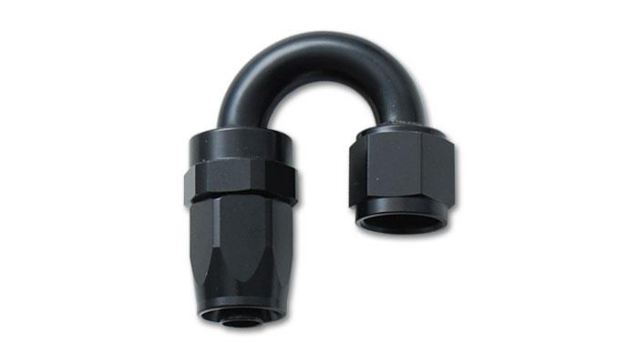 Vibrant 12AN 180-degree elbow hose end fitting, durable metal automotive fitting with smooth bend for secure hose connection