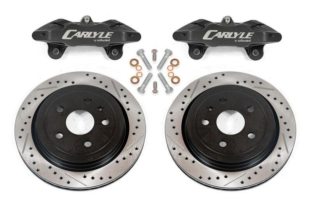 BMR Chevrolet Corvette C7 brake kit with 15-inch drilled and slotted rotors and black calipers for enhanced performance.