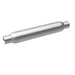 MagnaFlow muffler with 3.5-inch diameter, 18-inch length, dual 2.25-inch inlet and outlet, stainless steel exhaust muffler.
