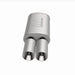 MagnaFlow stainless steel muffler with tip, 14x5x8 inches, featuring dual outlet pipes and polished finish for automotive exhaust system.