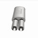 MagnaFlow stainless steel muffler with tip, 14x5x8 inches, featuring dual outlet pipes and polished finish for automotive exhaust system.