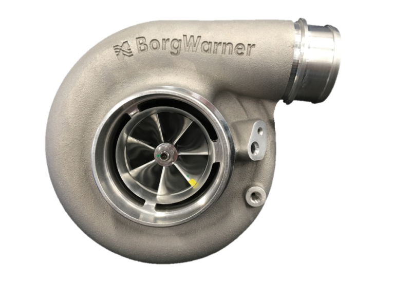 BorgWarner SuperCore Assembly SX-E S300SX-E 72mm turbocharger core showing turbine wheel and compressor housing components.