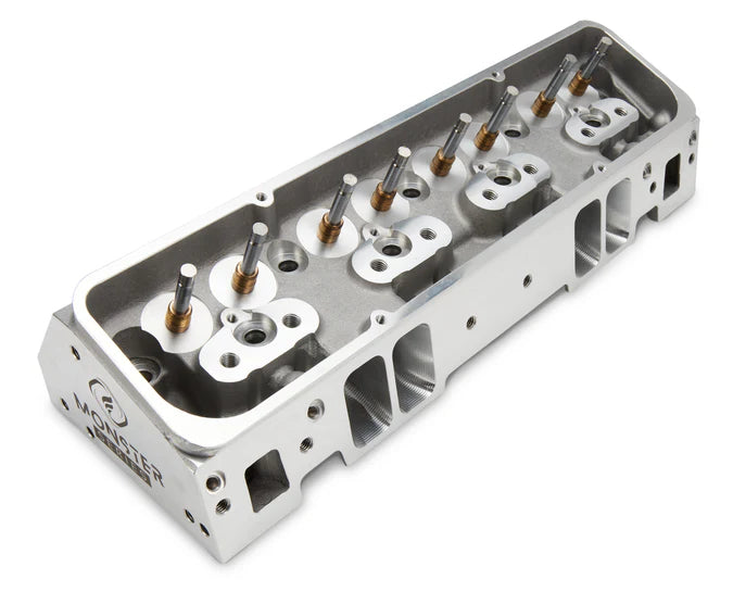 Frankenstein Engine Dynamics SBC M23 23° cylinder head with 223cc intake ports, bare aluminum for small block Chevy engine.