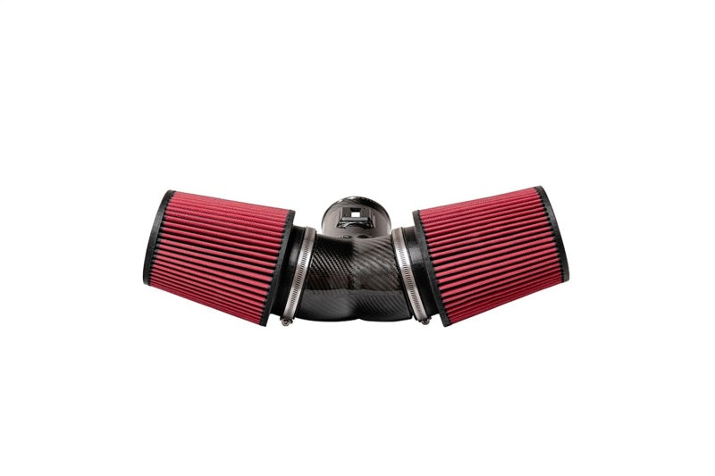 Corvette C8 Stingray 2020-2025 with CORSA Performance carbon fiber cold air intake installed, showing sleek air intake design.