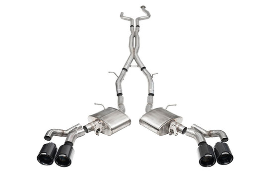 CORSA Performance Corsa 2022-25 Caddy CT5 V Blackwing cat-back exhaust system with dual X-pipe and twin 4.5-inch black carbon fiber tips