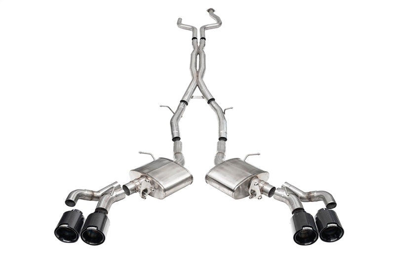 CORSA Performance Corsa 2022-25 Caddy CT5 V Blackwing cat-back exhaust system with dual X-pipe and twin 4.5-inch black carbon fiber tips