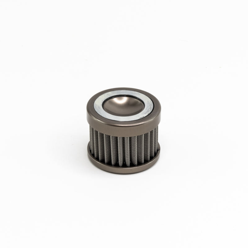 DeatschWerks stainless steel 100 micron universal fuel filter element for 70mm housing, designed for efficient fuel filtration.
