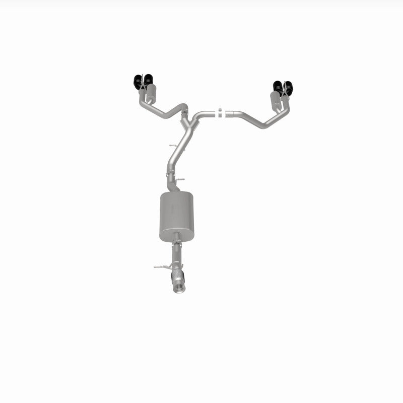 Magnaflow Street Series cat-back performance exhaust system for 2021 GMC Yukon V8 6.2L, showing polished metal pipes and mufflers.