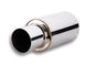 Vibrant TPV Turbo Round Muffler with 4-inch round tip, 17-inch length, 3-inch inlet diameter, straight cut exhaust muffler.