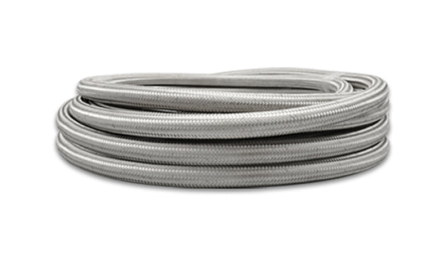 Vibrant SS braided flex hose with PTFE liner, -8 AN, 0.32 inch ID, 150-foot roll, durable automotive or industrial hose.