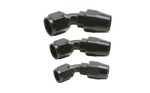 Aeromotive AN-8 to AN-10 flare union fitting for fuel and oil lines, shown with threaded ends and metal construction.