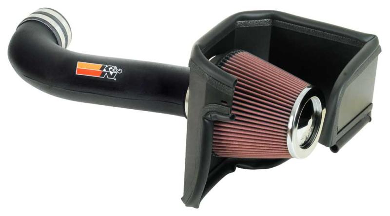K&N Engineering cold air intake system for 2016-2017 Chevrolet Camaro L4-2.0L turbo engine, featuring a high-performance aircharger.