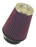 K&N Universal 3-inch Flange air filter with polished top, 6-inch base, 5 1/4-inch top, and 5-inch height for drop-in engine air intake