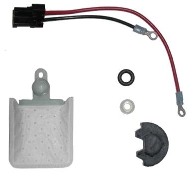Walbro universal in-line fuel pump kit with multiple components, designed for automotive fuel system installation.