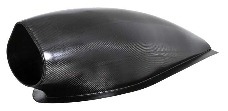 K&N Racing Air Filter in rectangular carbon fiber housing with 2.75-inch air horn and direct fit design for high-performance vehicles.