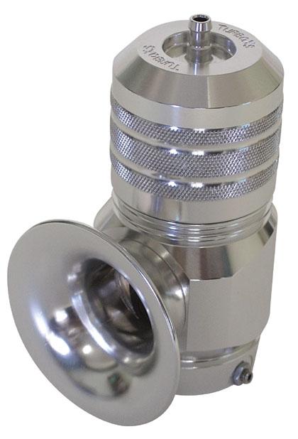 Turbo XS Type H-RFL blow off valve with aluminum piston and O-ring, shown installed on a vehicle's intake system.