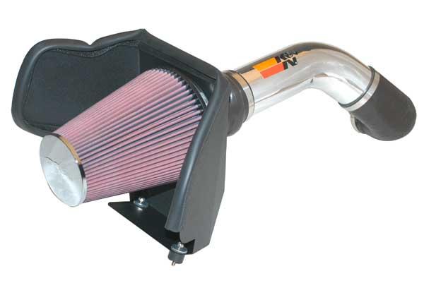 K&N Engineering cold air intake kit for Chevrolet/GMC TopKick V8 6.6L diesel engine, showing the intake hoses and filter assembly.