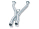 Borla X-Pipes for 2014 Chevy Corvette Stingray, smog legal cut and clamp, showing shiny metal pipes with clamps and connectors.