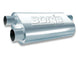 Borla ProXS muffler with 3-inch inlet and dual 2.25-inch oval outlets, showcasing the stainless steel design and dual outlet configuration.