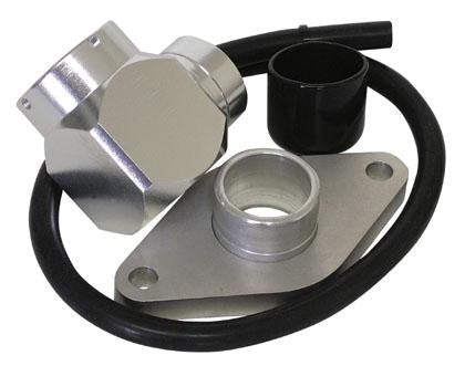 Turbo XS aluminum weld-on Type H BOV flange for blow off valve installation, shown in a close-up image of the metal flange.