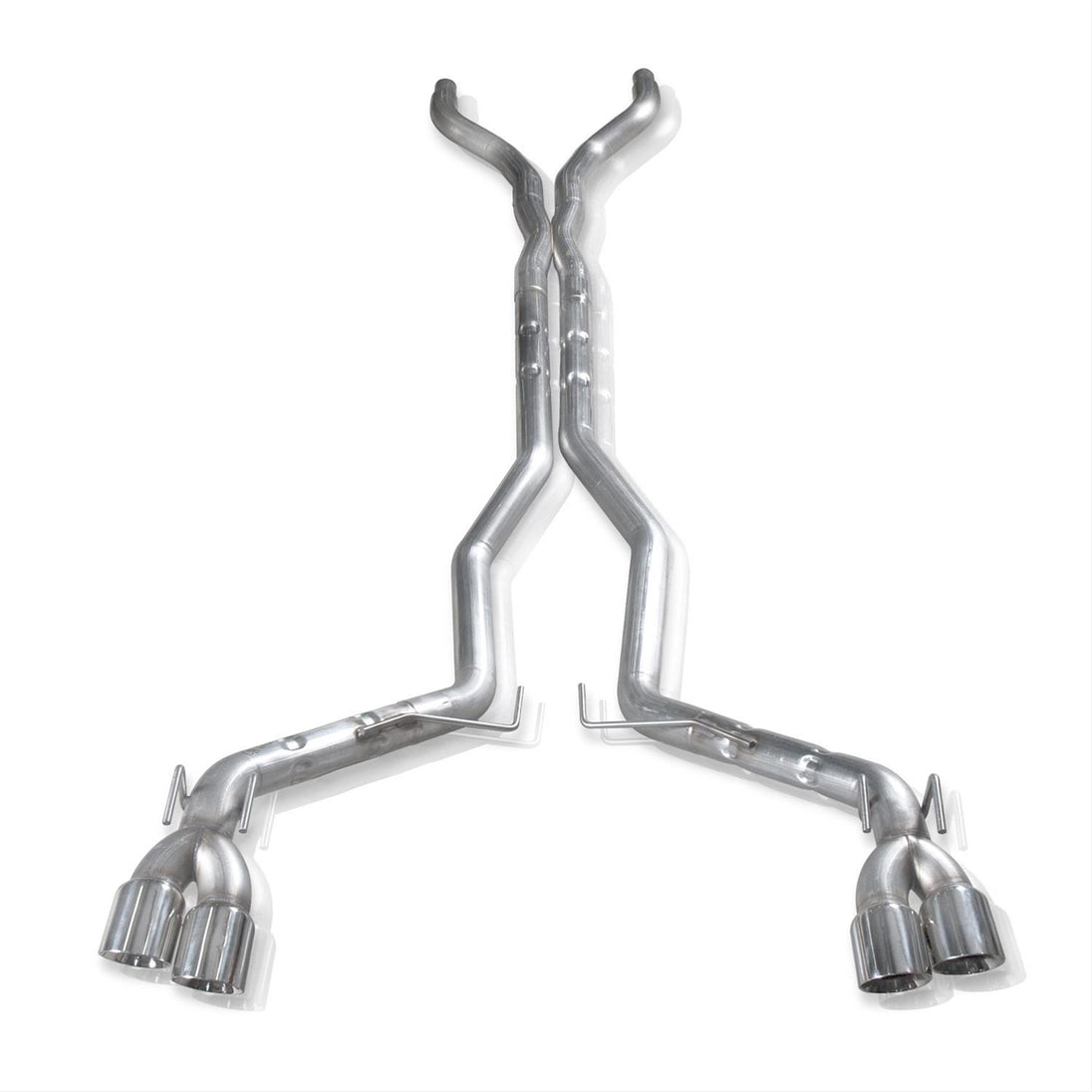 Stainless Works catback exhaust system for 2012-2015 Camaro ZL1, shown installed with polished stainless steel pipes and mufflers.