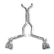 Stainless Works catback exhaust system for 2012-2015 Camaro ZL1, shown installed with polished stainless steel pipes and mufflers.